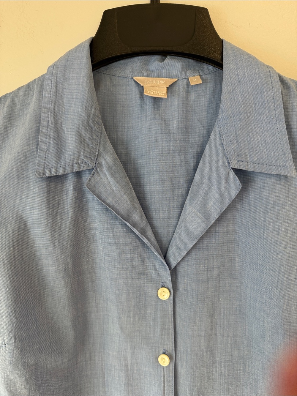 J. Crew 100% Cotton Poplin Cropped Blue Sleeveless Button-Down Shirt - Picture 3 of 6